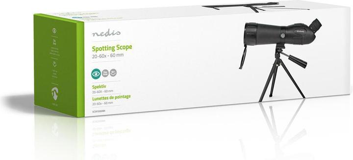Actual product image Nedis Spotting scope Magnification range: 20-60 Diameter of objective lens: 60 mm Field of view: 38 m Diop