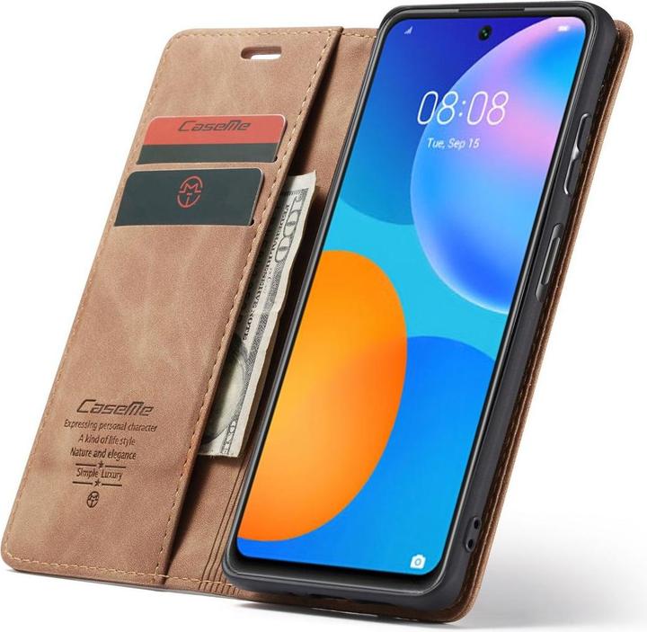 Produktbild König Design Hülle Handy Schutz für Huawei P smart 2021 Case Flip Cover Tasche Etuis Braun (Huawei P Smart (2021))