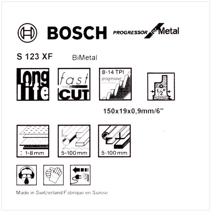 Produktbild Bosch Professional Zubehör Säbelsägeblatt S 123 XF Progressor for Metal, 5er-Pack
