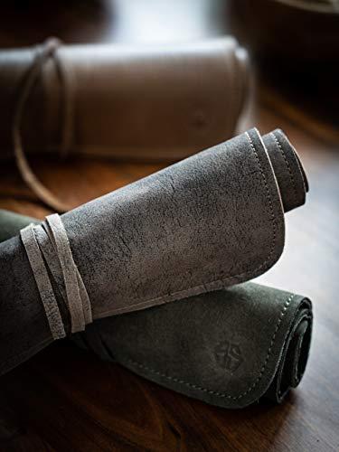 Actual product image Angus Stoke 7-way genuine leather chef's knife roll, brown