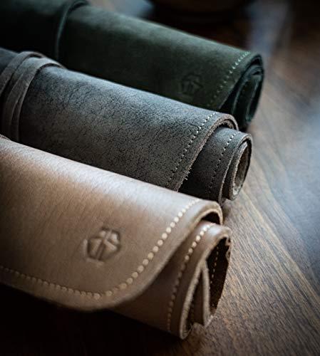 Actual product image Angus Stoke 7-way genuine leather chef's knife roll, brown