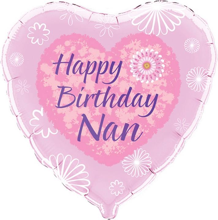 Actual product image Oaktree Heart balloon Happy Birthday Nan 46cm (1 x)