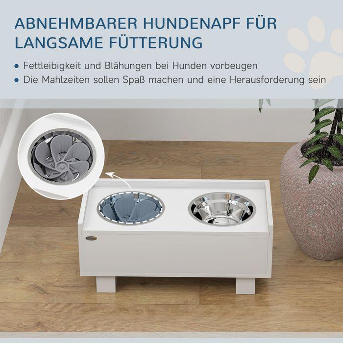 Image du produit Swisshandel24 Hundenapf erhöht, Höhenverstellbar Futternapf für Hunde mit Stauraum, Weiss (1 l)