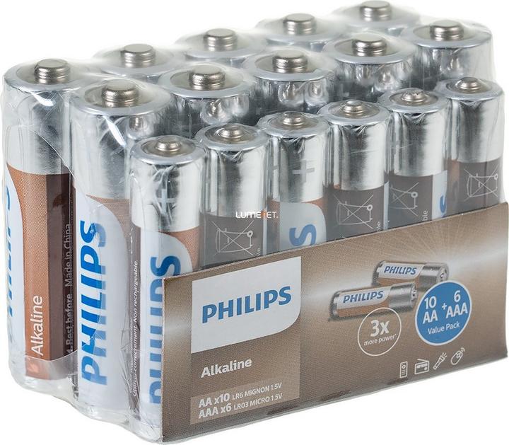 Philips LR036A16F/10 Batterie usa e getta 10xAA 6xAAA Alcaline (16 pz., AAA, AA)