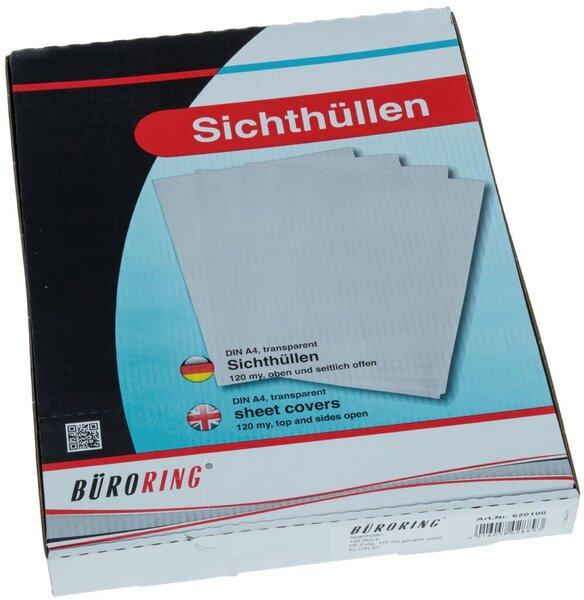 Produktbild Büroring Aktenhülle DIN A4, violett, PP-Folie, 120 my, Oberfläche genarbt, 100 Hüllen (A4, 100 x)