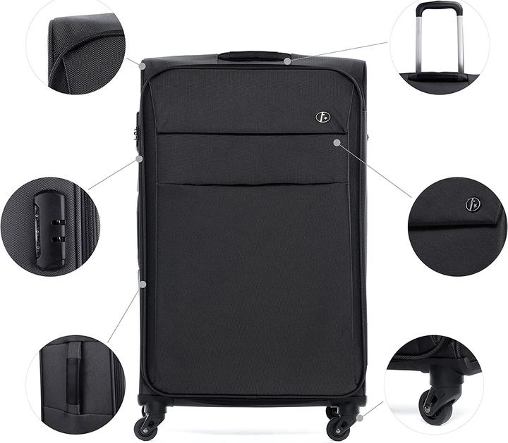 Immagine prodotto Fergé Set di valigie 3 pezzi, nero (100 l, L (90 - 115l))