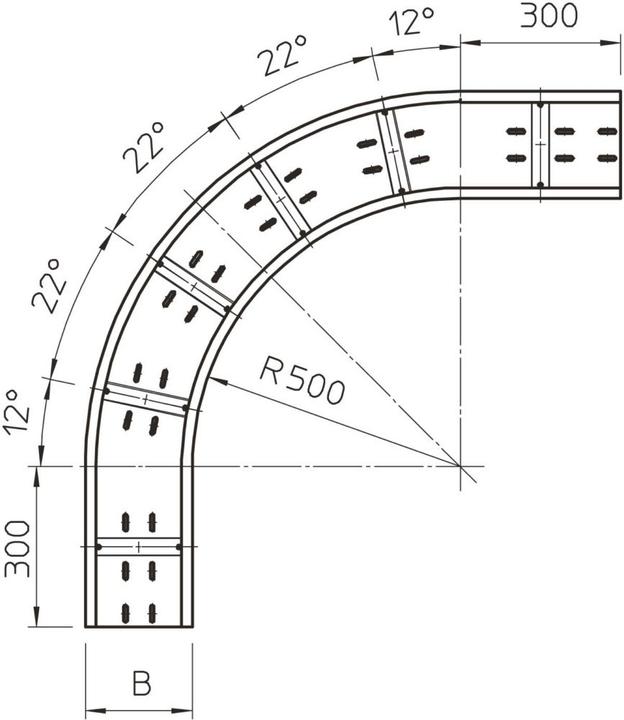 Actual product image OBO Bettermann Vertr Bend 90 degrees 160x500mm WRB 90 165 FS