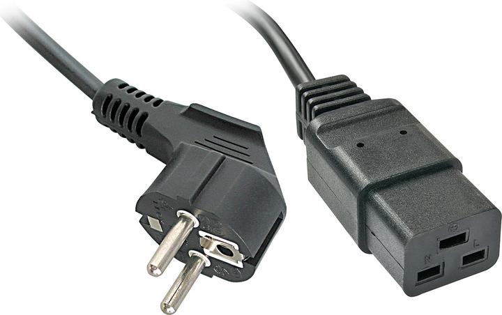 Actual product image Lindy 2m Schuko to IEC C19 power cable for IEC cold appliance connections up to 16A (2 m)
