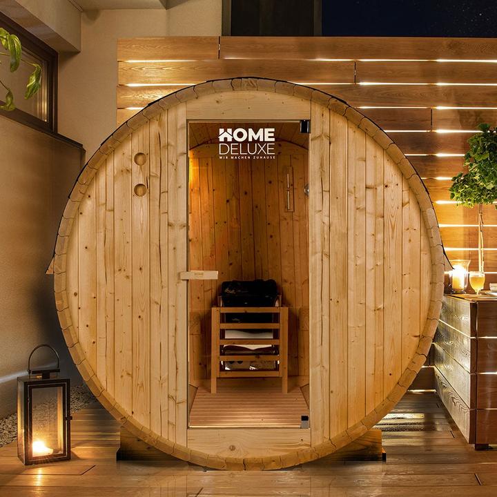 Actual product image Home Deluxe Outdoor sauna barrel sauna AQUILA L- 195 x 180 cm for 4 persons - sauna with 6kW heater