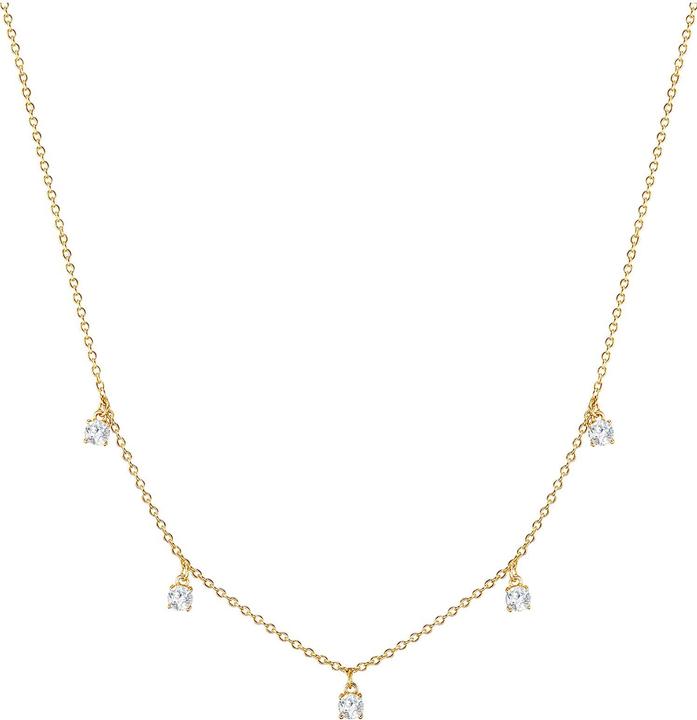 Glanzstücke München Damen 5 Zirkonia-Steinchen Sterling Silber Zirkonia gelbgold 40,0 cm Basiskette + 5,0 cm Verlängerun (Sterling Silber, 40 - 45 cm)