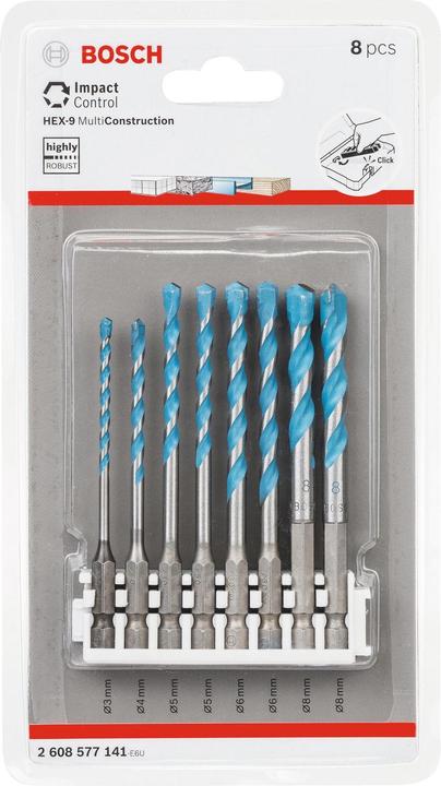 Produktbild Bosch Professional Zubehör Hex-9 MultiConstruction-Bohrer-Sets (3 mm, 4 mm, 5 mm, 6 mm, 8 mm)