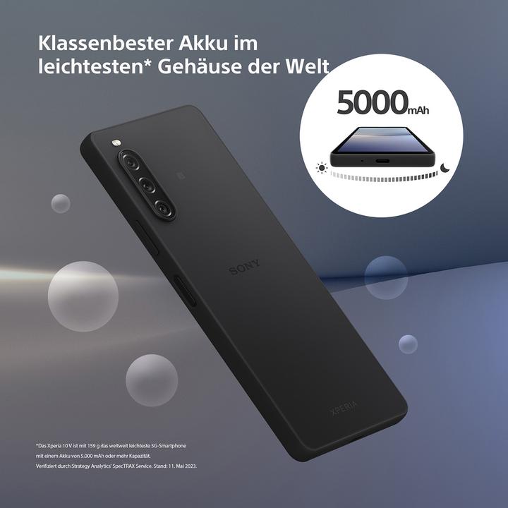 Actual product image Sony Xperia 10 V (128 GB, Black, 6.10", SIM + eSIM, 48 Mpx, 5G)