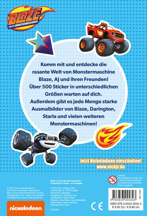 Actual product image Panini Blaze and the monster machines: super sticker and colouring fun