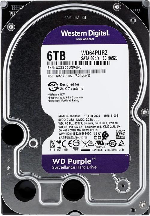 Productafbeelding WD Purple (6 TB, 3.5", CMR)