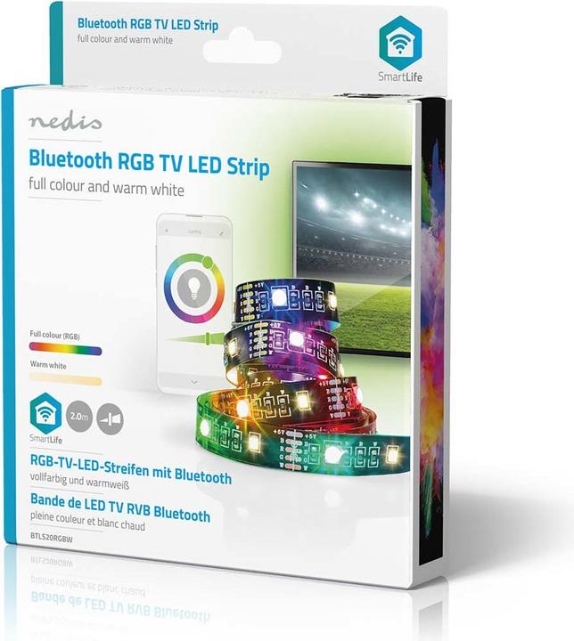 Actual product image Nedis SmartLife LED Strip | Bluetooth | RGB / Warm White | SMD | 2.00 m | IP20 | 2700 K | 380 lm | (Multicoloured, 200 cm, Indoor)