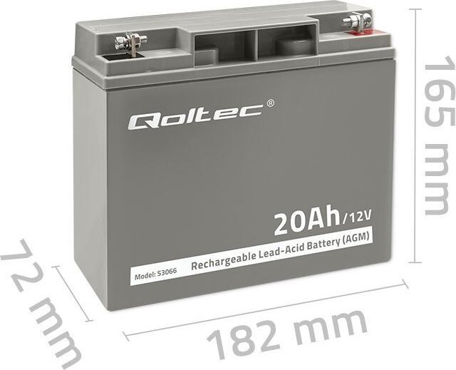 Immagine prodotto Qoltec 53066 Batteria AGM 12V 20Ah max. 300A
