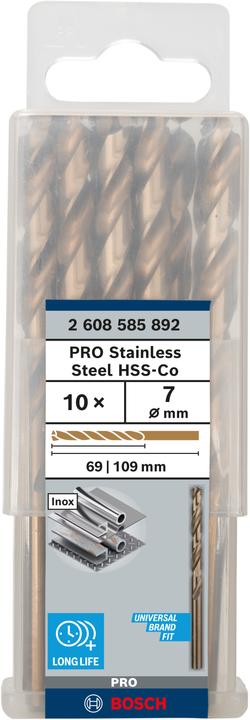 Produktbild Bosch Professional Zubehör PRO Stainless Steel HSS-Co Spiralbohrer, 7 x 69 x 109 mm (7 mm)