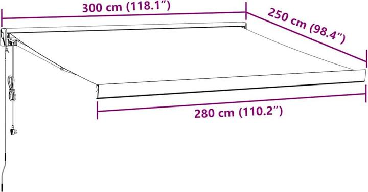 Immagine prodotto VidaXL Markise Gelenkarmmarkise Sonnenmarkise Automatisch Burgunderrot 300x250cm (3 m)