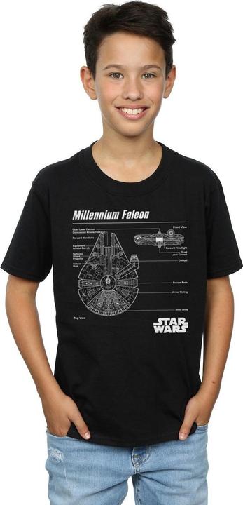 Produktbild Star Wars Millennium Falcon Blueprint TShirt Jungen (140, 146)