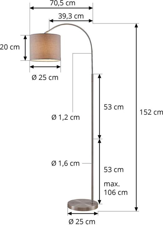 Produktbild Lindby Keriba Stehleuchte, nickel/taupe (E27)