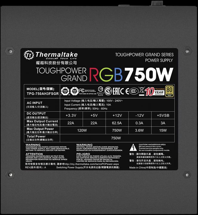 Actual product image Thermaltake Toughpower Grand (750 W)