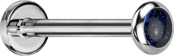 Produktbild Star Piercing Micro Threadless Labret silber Scheibe abgerundet blauer Sand Stein (Mineralisch, ohne Messing, Titan G23)