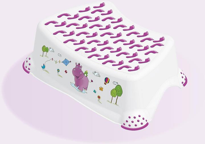 Immagine prodotto keeeper Sgabello per bambini ""tomek hippo"", bianco con stampa Portata: 100 kg, superficie e piedi gommati