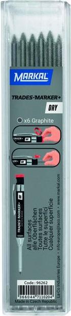 Produktbild Markal 96262 Trades-Marker Dry Markierstifte, Set mit 6 Minen, graphit (2.80 mm, 6 x)
