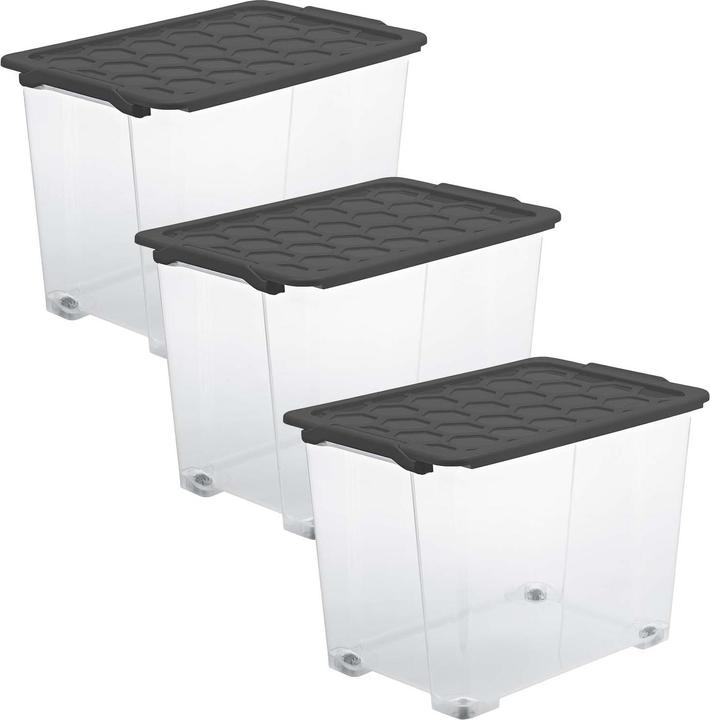 Immagine prodotto Rotho Set di 3 scatole da 65 l EVO SAFE (59 x 39,5 x 41 cm, 65 l)