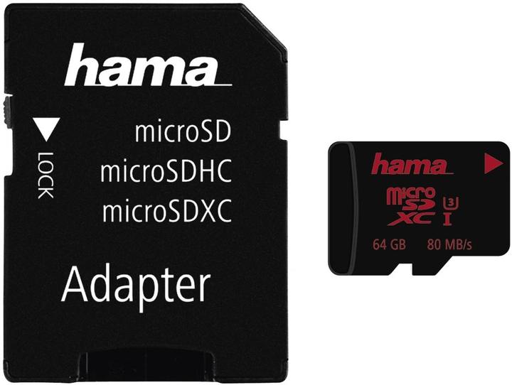 Hama microSDXC e adattatore/foto (64 GB, microSDXC, U1, UHS-I)