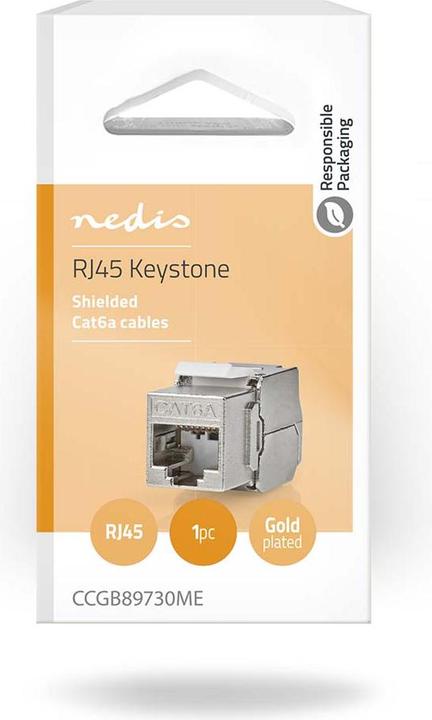 Actual product image Nedis Keystone | CAT6a | RJ45 socket | S/FTP | metal | box (S/FTP, CAT6a, 0.04 m)