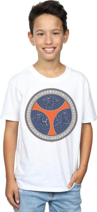 Actual product image Boys Black Widow Movie Taskmaster Shield Poses T-Shirt (128)