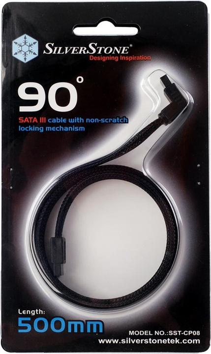 Actual product image Silverstone SATA III cable 50cm angled / straight - sleeved