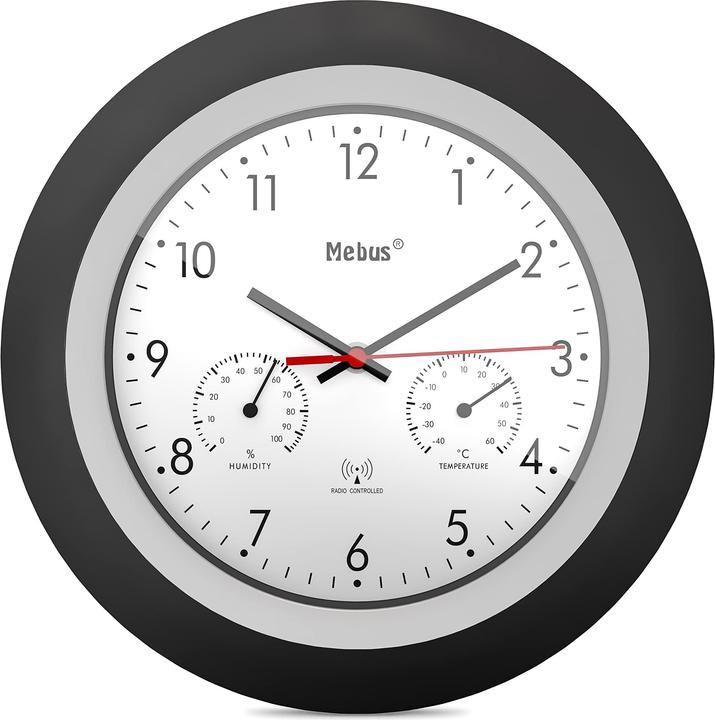 Actual product image Mebus 19449 Radio-controlled wall clock with thermo/hygrom. (30 cm)