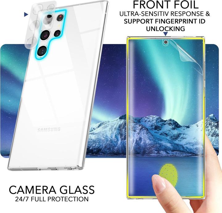 Image du produit Nalia Étui en silicone transparent avec 2x protections d'écran et de caméra (Samsung Galaxy S23 Ultra)