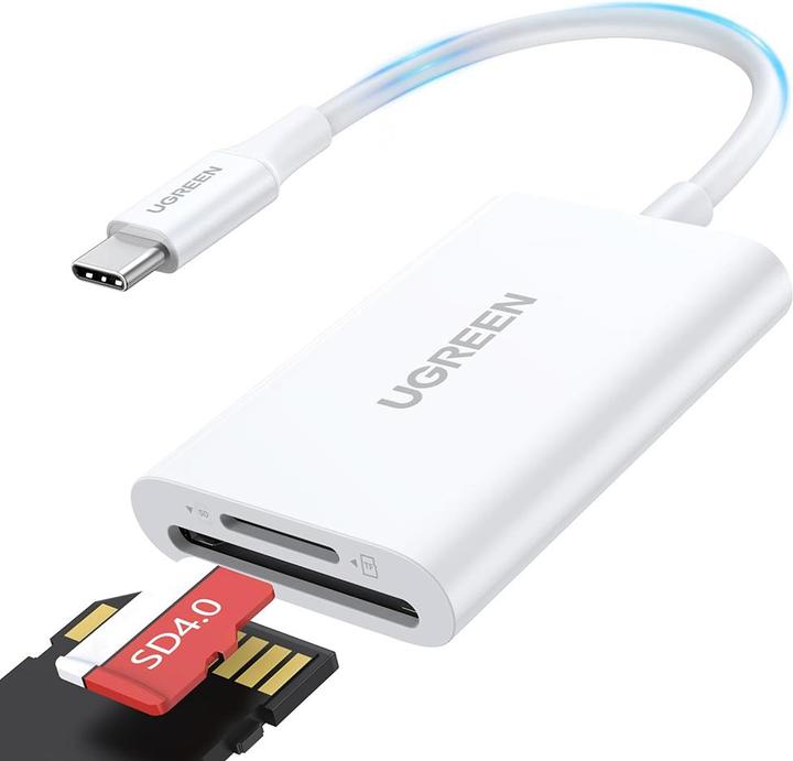 Actual product image Ugreen CM265 USB-C 2-in-1 Card Reader (white) (USB-C)
