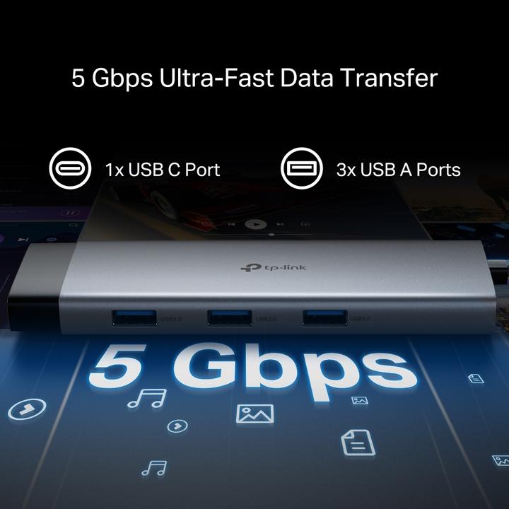 Produktbild TP-Link USB Hub USB Type-C 6-Port Hub UH9120C (USB-C, 9 Ports)