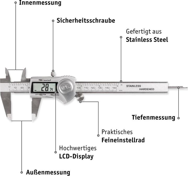 Produktbild Walter Messschieber mit LCD-Display (15 cm)
