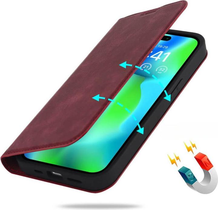 Produktbild Cover-Discount iPhone 15 - MagSafe Flip Case RFID rot (Apple iPhone 15)