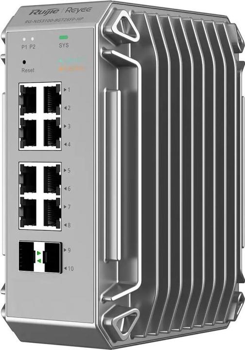 Image du produit Ruijie Reyee Reyee Commutateur industriel réel à 10 ports, 8x Gbit, 2x SFP, jusqu'à 80°C (10 Ports)