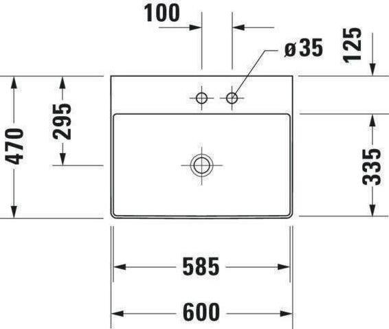 Actual product image Duravit Washbasin DuraSquare 60 x 47 cm white 2353600041 (470 mm, 600 mm)