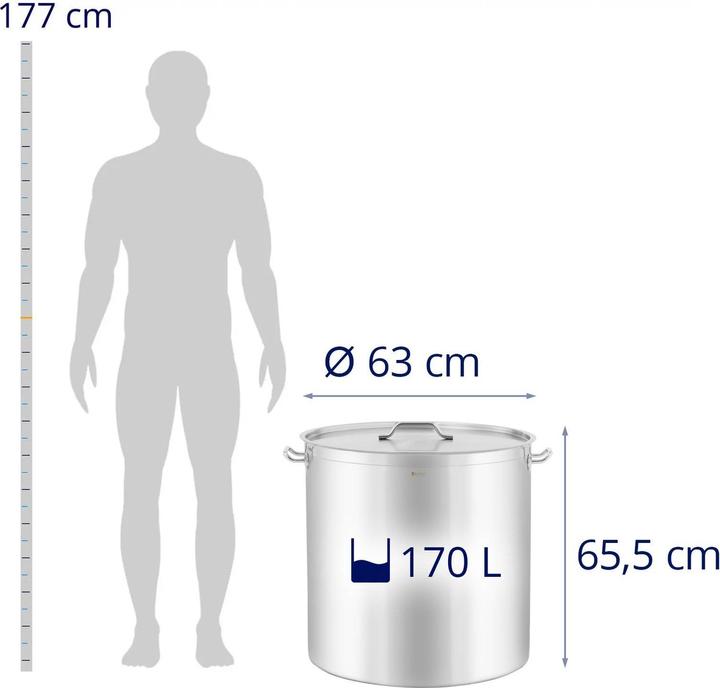 Produktbild Royal Catering Kochtopf Induktion Topf für Induktion Induktionsherd Topf 170 L 600 mm (60 cm, Kochtopf, Edelstahl)