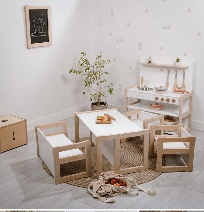 Produktbild Montessori Möbel - Set für das Kinderzimmer mit zwei Bänken (Kindersitzgruppe)