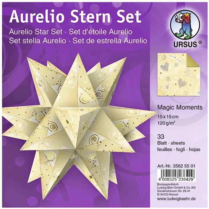 Produktbild Ursus Faltblätter Aurelio Stern Magic Moments Star Night 120g/qm 15x15cm chamois/gold (120 g/m², 1 x)