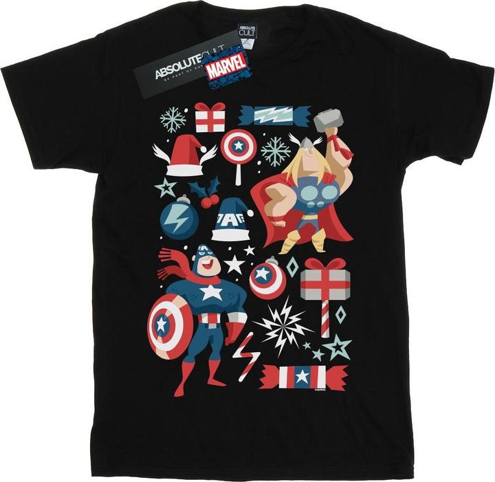 Image du produit - T-shirt THOR AND CAPTAIN AMERICA CHRISTMAS DAY - Homme (XL)