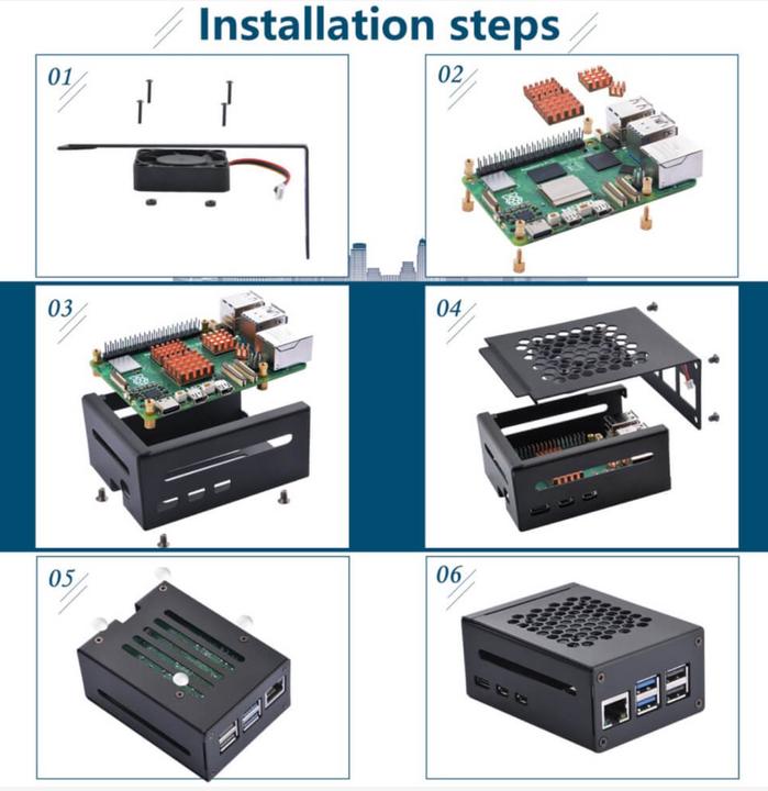 Produktbild DFRobot Raspberry Pi 5 Metallgehäuse mit Kühlkörper und Silent Lüfter