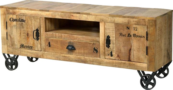 SIT Möbel TV-Lowboard Vintage Natural Wood natur antik schwarz 140 (140 x 40 x 55 cm)