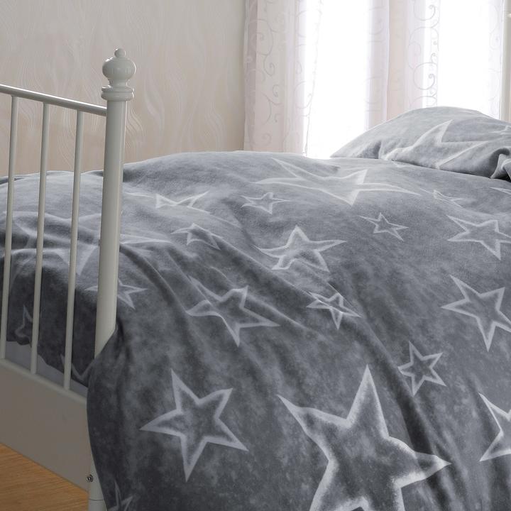 Produktbild BettwarenShop Anthrazit-Sterne (Bettwäsche Set, 155 x 220 cm, 80 x 80 cm)