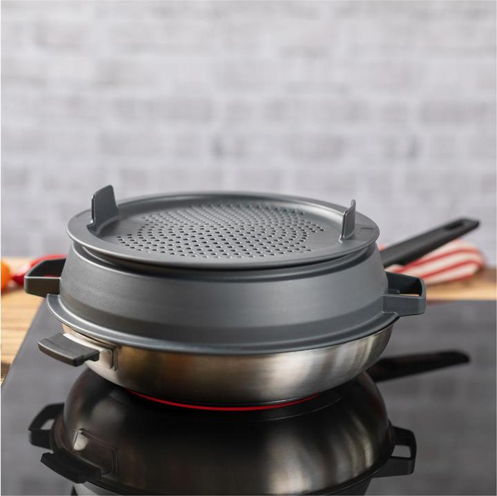 Actual product image Kuhn Rikon SMART & COMPACT Strainer & Splatter guard Ø 20 / 24 cm (24 cm, Glass)