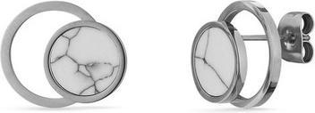 Vuch Fashionable Steel Earrings with Silver Hirea Marble